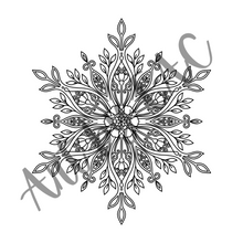 Load image into Gallery viewer, Winter Flower Snowflake Coloring Page