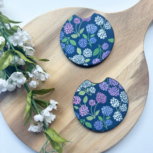 Load image into Gallery viewer, Midnight Hydrangea Garden Car Coasters (Set of 2)