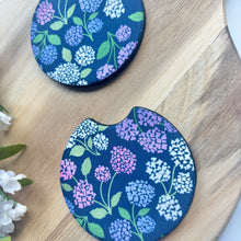 Load image into Gallery viewer, Midnight Hydrangea Garden Car Coasters (Set of 2)
