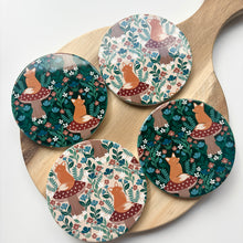 Load image into Gallery viewer, Foxes and Ferns Ceramic Coasters (Set of 4)