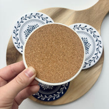 Load image into Gallery viewer, Winter Blue Mandala Ceramic Coasters (Set of 4)