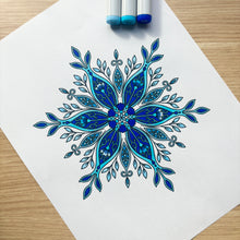 Load image into Gallery viewer, Winter Flower Snowflake Coloring Page