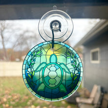 Load image into Gallery viewer, Sea Turtle Stained Glass Suncatcher