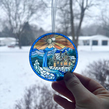 Load image into Gallery viewer, Cabin by the Creek Glass Suncatcher