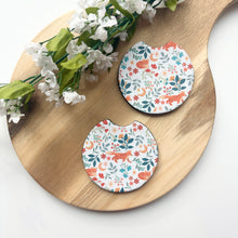 Load image into Gallery viewer, Fox and Flora Car Coasters (Set of 2)