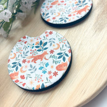 Load image into Gallery viewer, Fox and Flora Car Coasters (Set of 2)