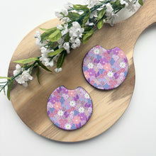 Load image into Gallery viewer, Lilac Ditsy Car Coasters (Set of 2)