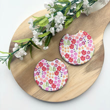 Load image into Gallery viewer, Pink and Purple Wildflower Car Coasters (Set of 2)