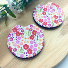 Load image into Gallery viewer, Pink and Purple Wildflower Car Coasters (Set of 2)