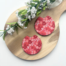 Load image into Gallery viewer, Pink and Peach Floral Car Coasters (Set of 2)