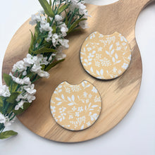 Load image into Gallery viewer, Yellow Wildflowers Car Coasters (Set of 2)