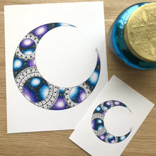 Load image into Gallery viewer, Blue and Purple Galaxy Moon