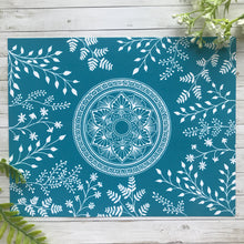 Load image into Gallery viewer, Blue Ferns and Flowers Mandala