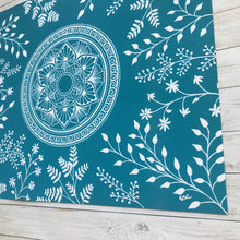 Load image into Gallery viewer, Blue Ferns and Flowers Mandala