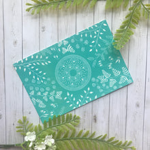 Load image into Gallery viewer, Aqua Bell Flowers and Ferns Mandala