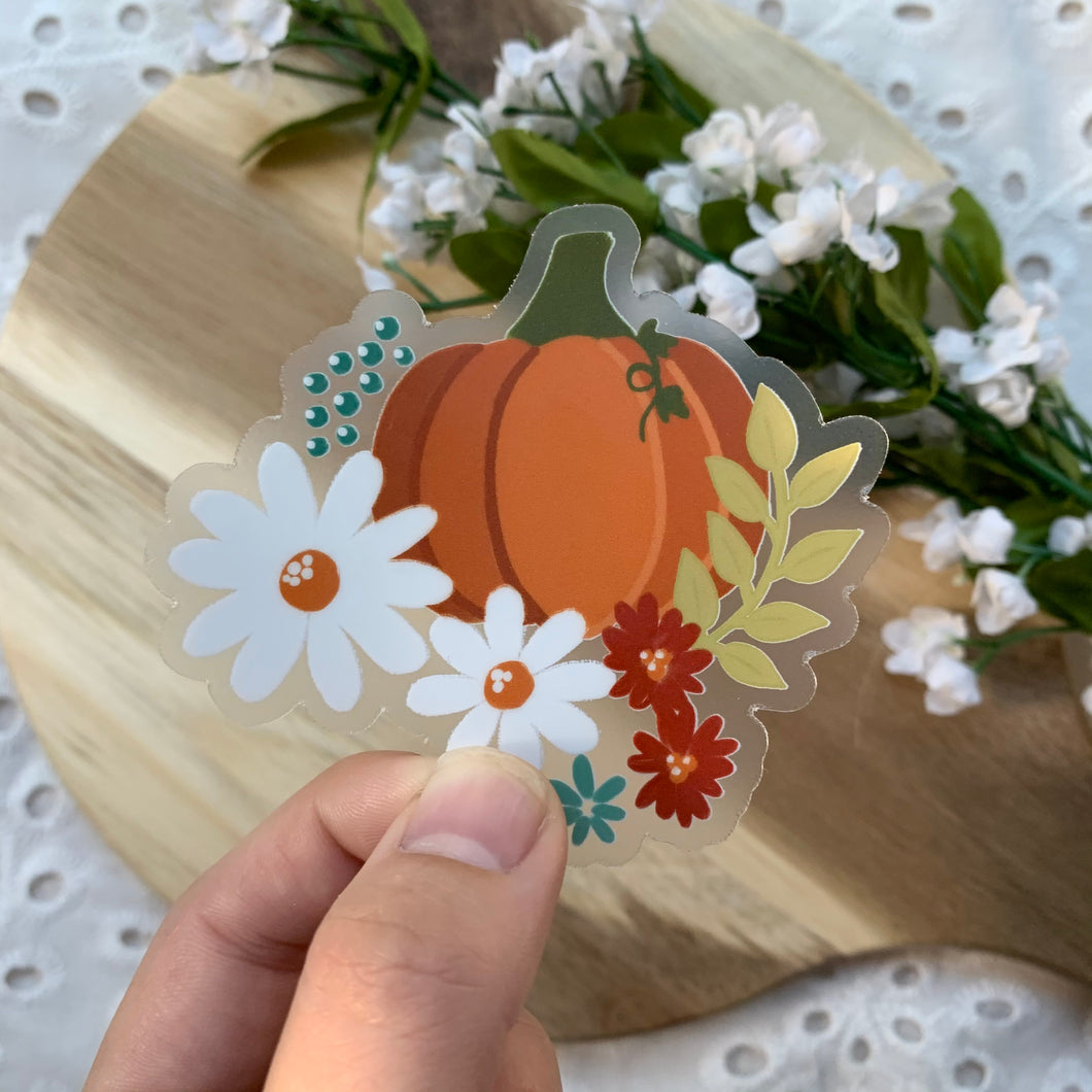 Pumpkin and Flowers Sticker