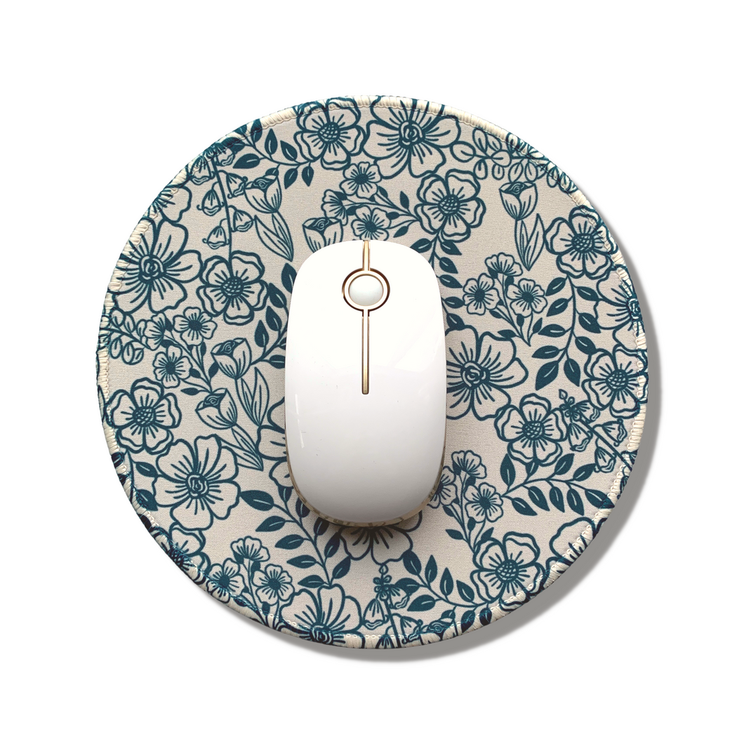 Ivory Floral Mousepad