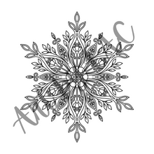 Load image into Gallery viewer, Winter Flower Snowflake Coloring Page
