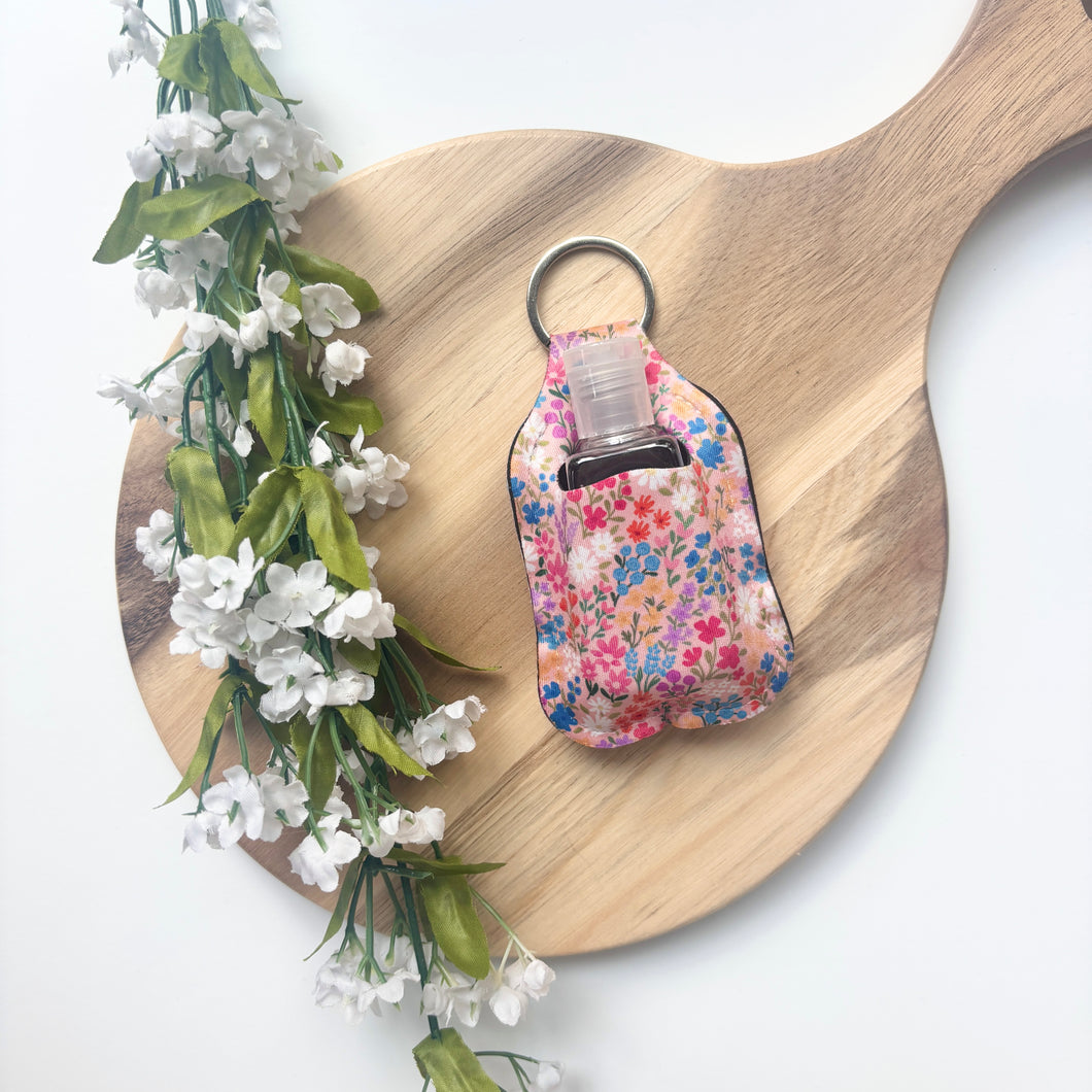 Pink Ditsy Floral Hand Sanitizer Holder