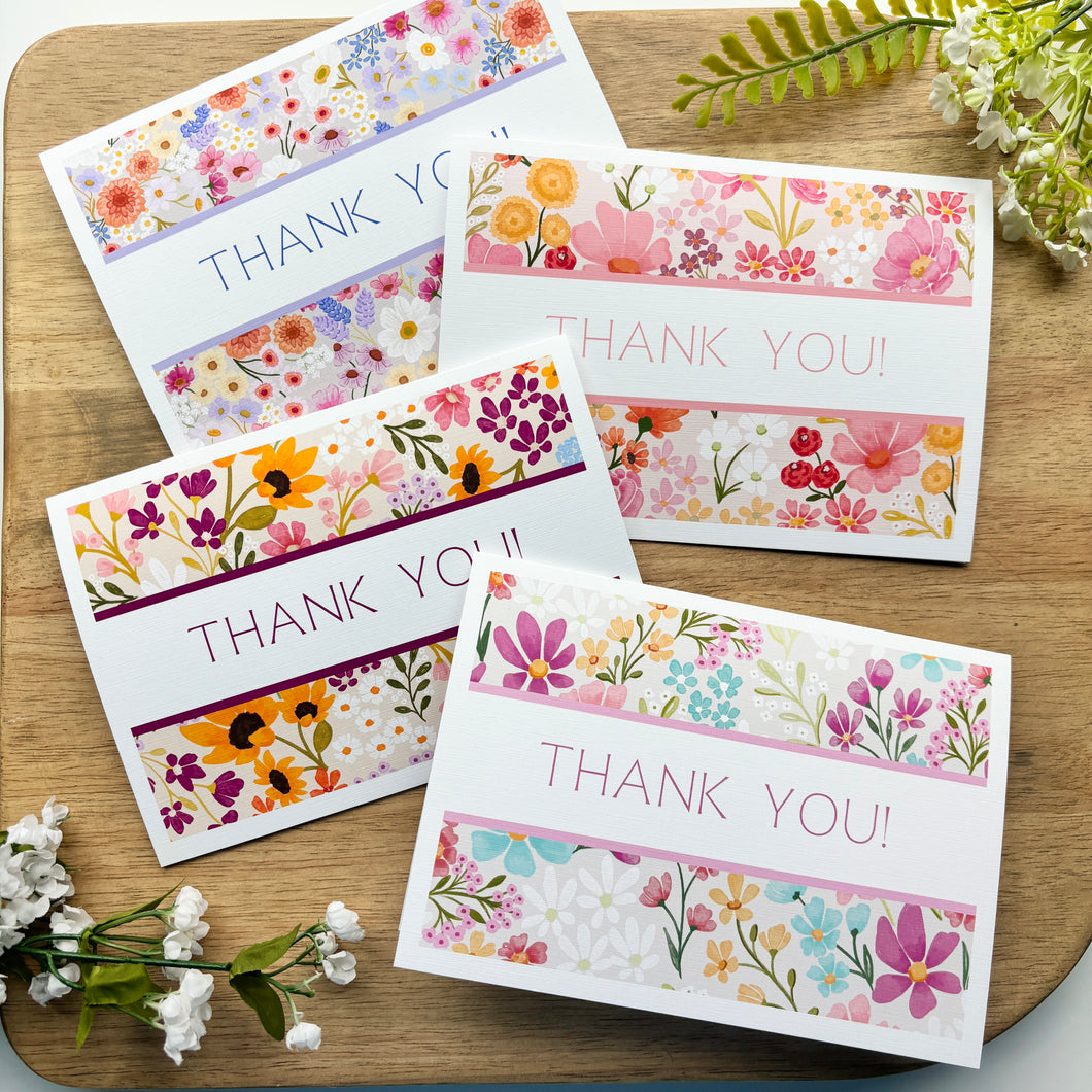 Set of 12 Spring Botanical Thank You Cards