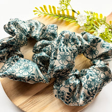Load image into Gallery viewer, Ivory Floral Satin Scrunchie
