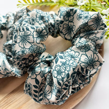 Load image into Gallery viewer, Ivory Floral Satin Scrunchie
