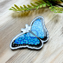 Load image into Gallery viewer, Sparkly Blue Morpho Butterfly Fridge Magnet
