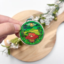 Load image into Gallery viewer, Double-Sided Sparkly Stained Glass Fox  Keychain
