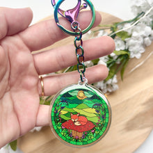 Load image into Gallery viewer, Double-Sided Sparkly Stained Glass Fox  Keychain
