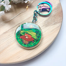 Load image into Gallery viewer, Double-Sided Sparkly Stained Glass Fox  Keychain
