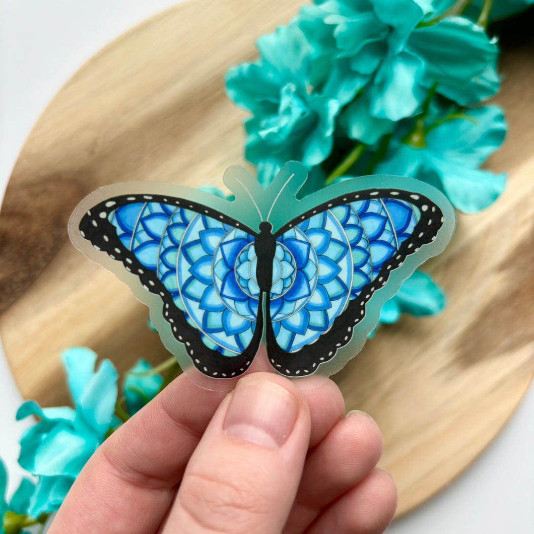 Mandala Blue Morpho Butterfly Sticker