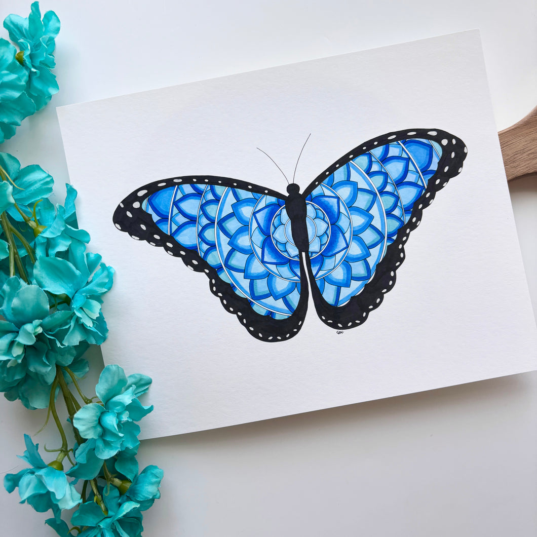 Mandala Blue Morpho Butterfly