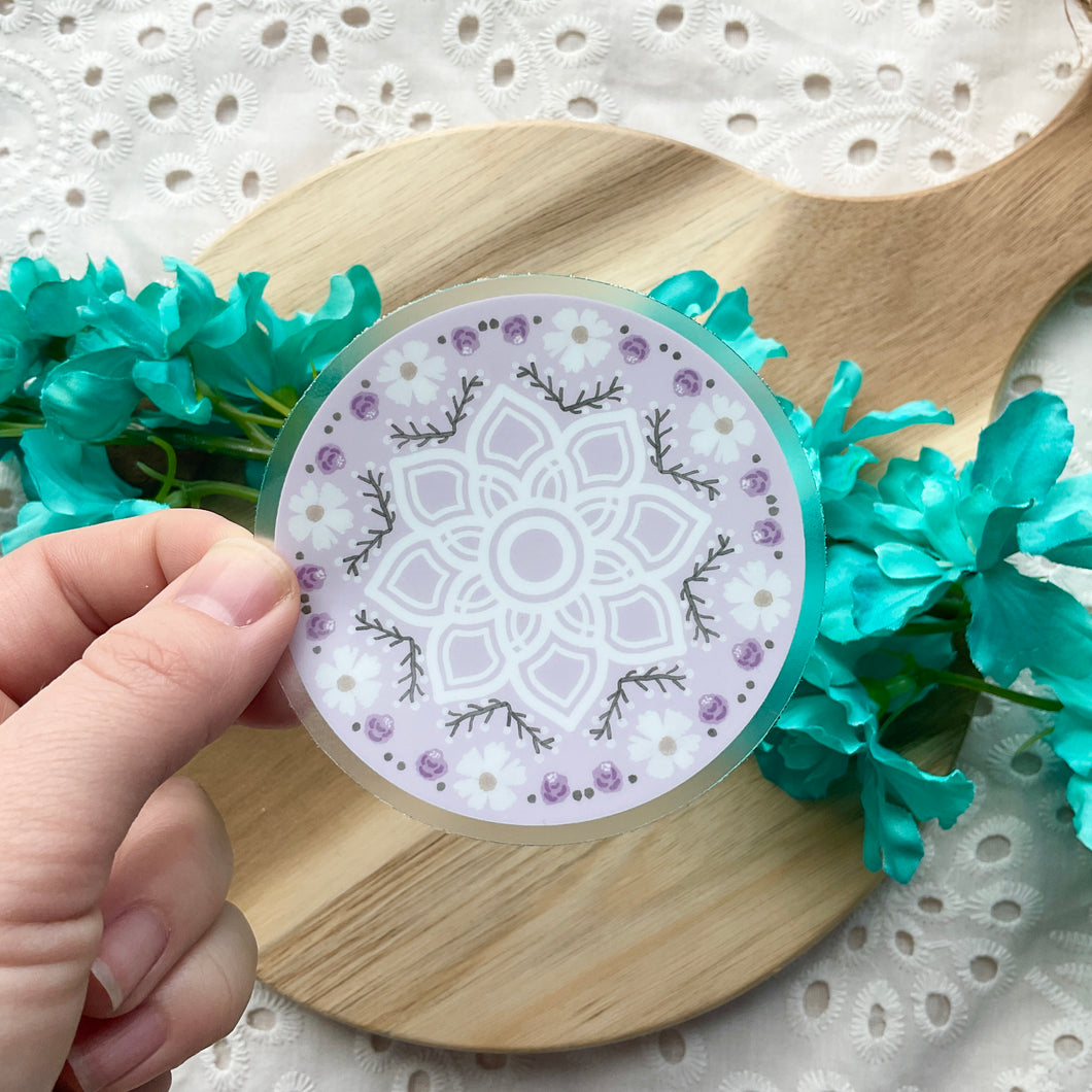 Lavender Floral Mandala Sticker