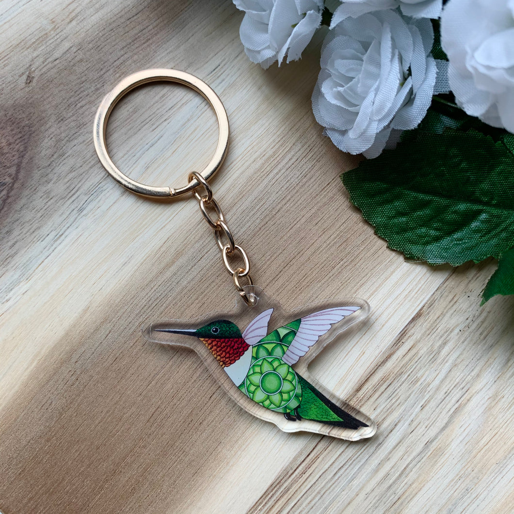 Double-Sided Hummingbird Keychain