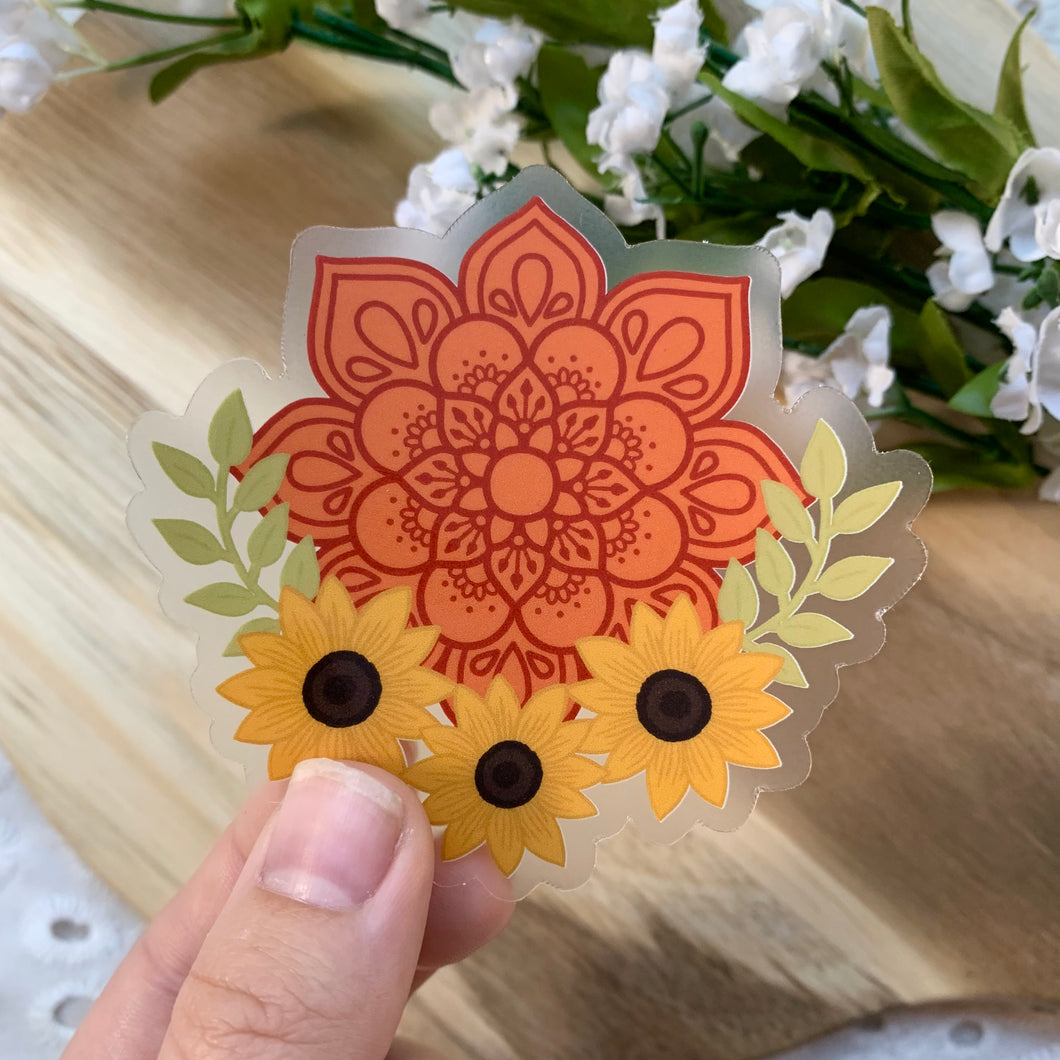 Fall Mandala and Sunflowers Sticker