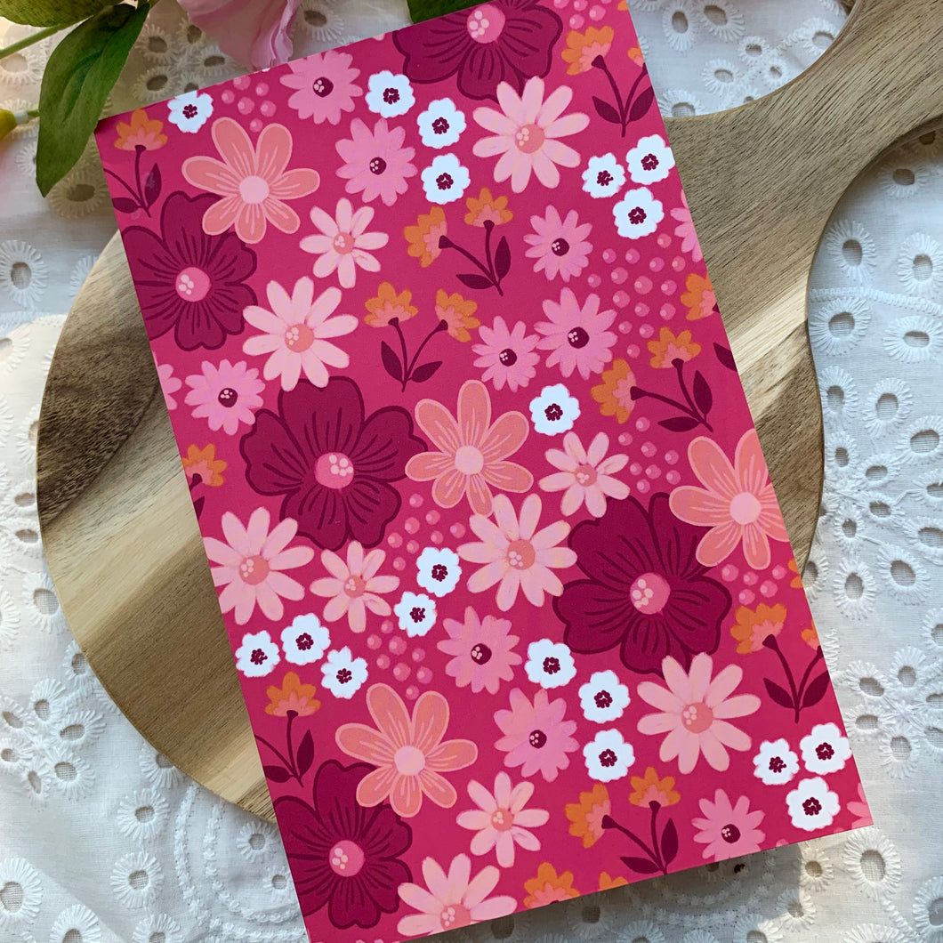 5x8 Pink and Peach Floral Notebook