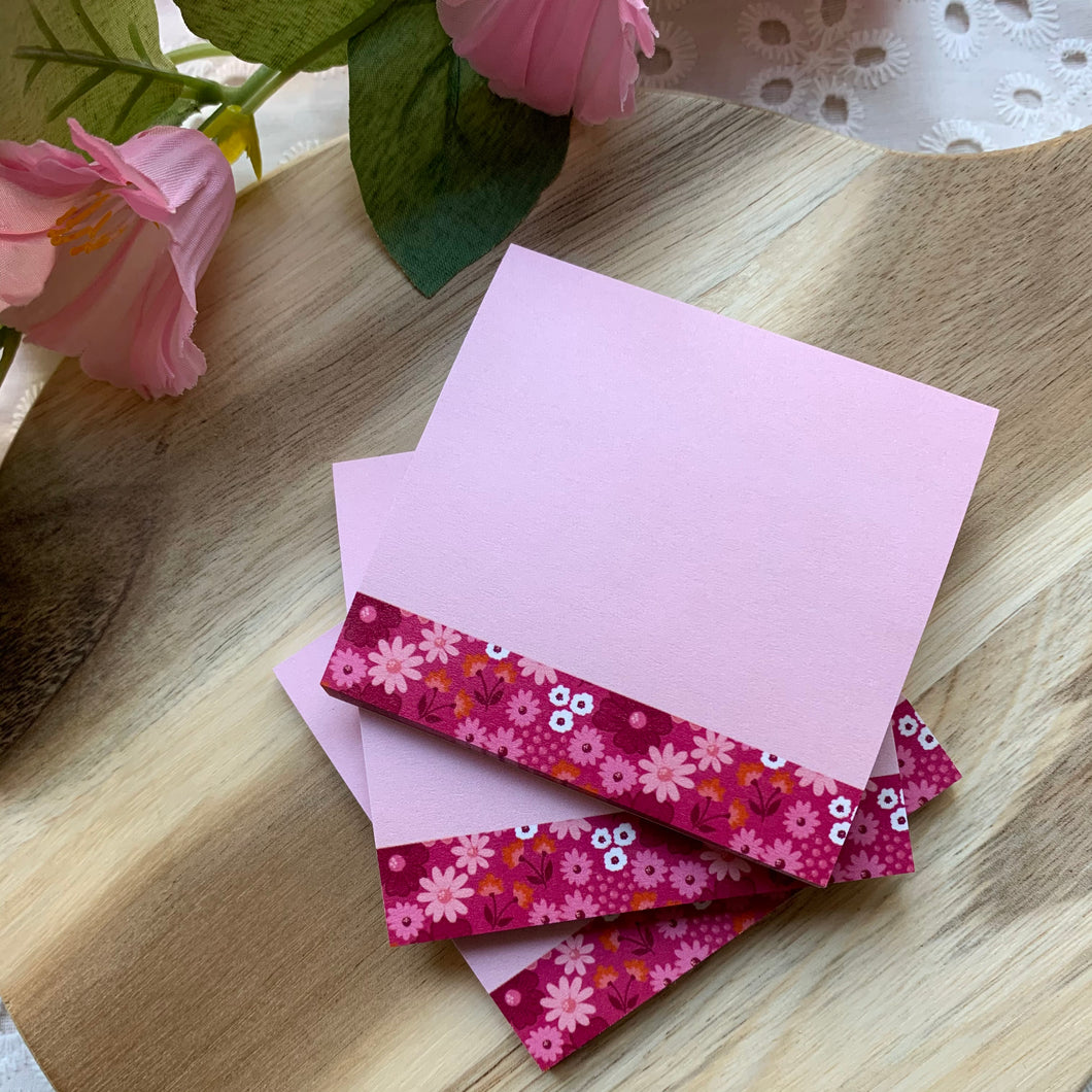 3x3 Pink and Peach Floral Sticky Notes