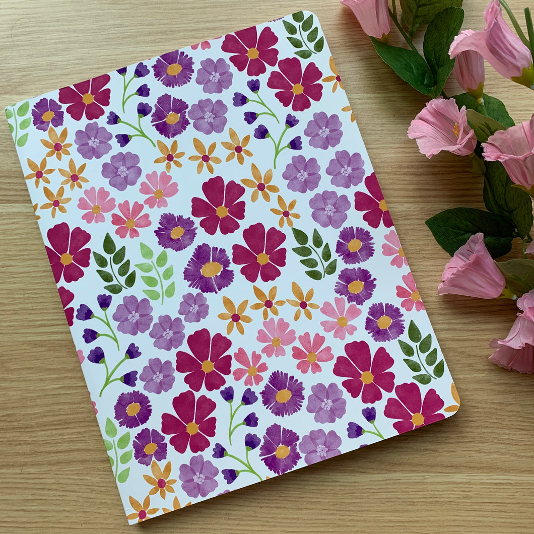 8.5x11 Pink and Purple Wildflower Unlined Notebook