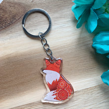 Load image into Gallery viewer, Double-Sided Sparkly Fox Keychain
