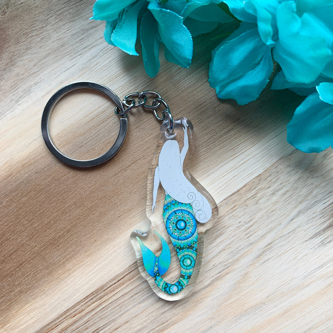 Double-Sided Sparkly Mermaid Keychain