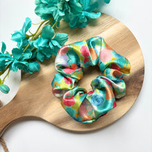 Load image into Gallery viewer, Caribbean Teal Satin Scrunchie
