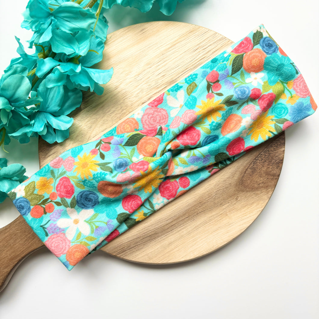 Caribbean Teal Cotton Headband