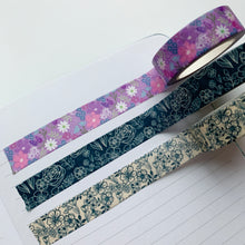 Load image into Gallery viewer, Navy Blue Floral Washi Tape
