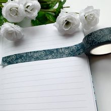 Load image into Gallery viewer, Navy Blue Floral Washi Tape
