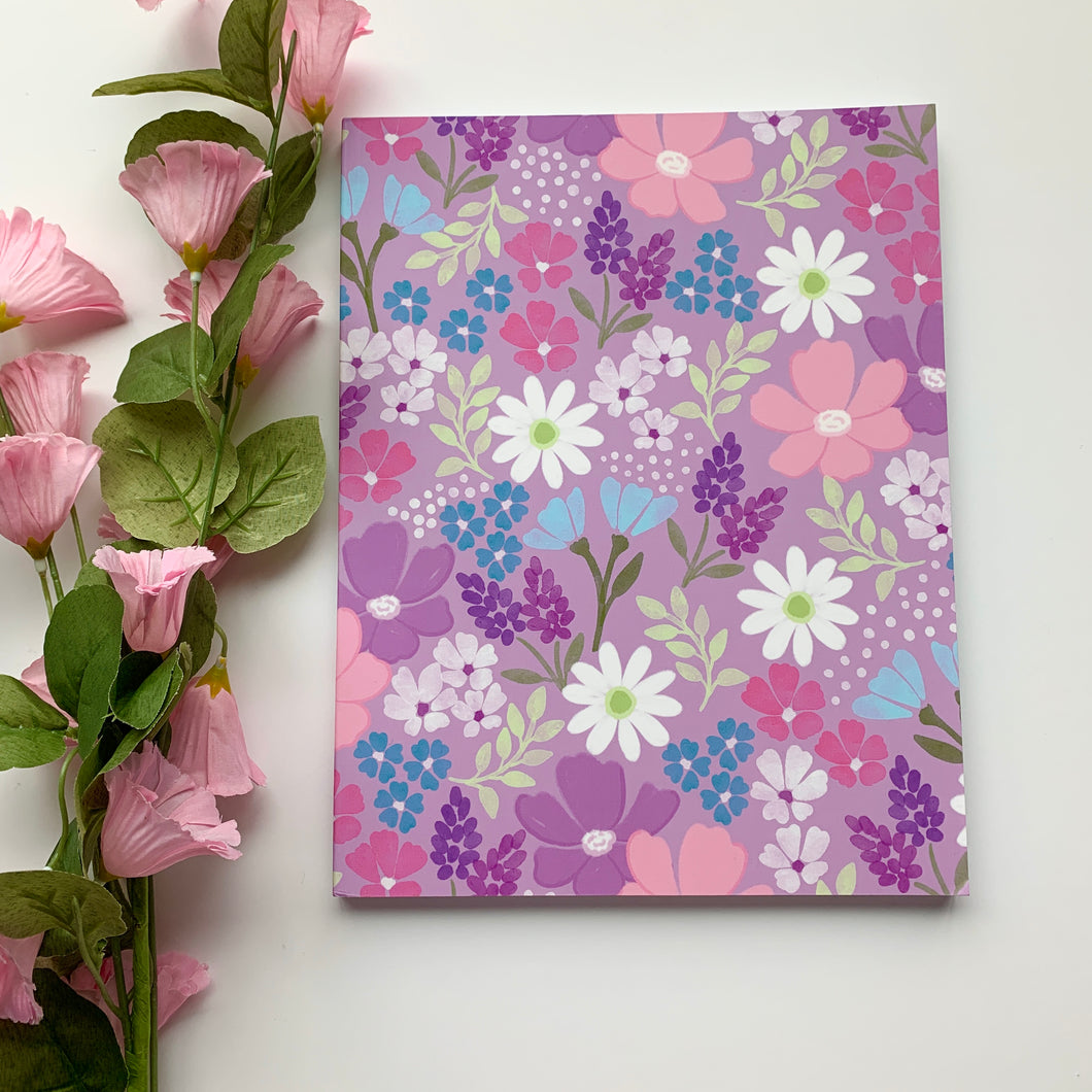 8.5x11 Lilac Ditsy Unlined Notebook