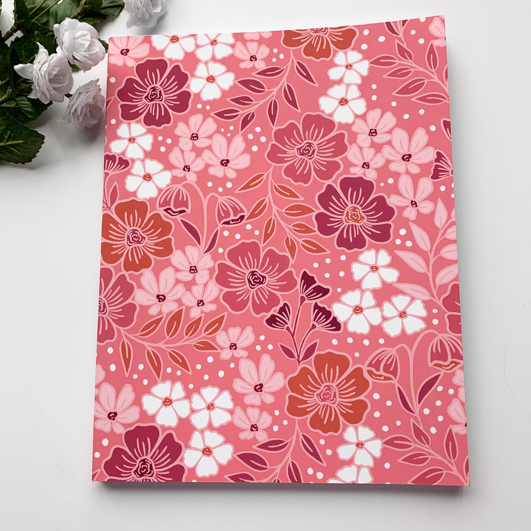 8.5x11 Pink Cherry Blossom Unlined Notebook