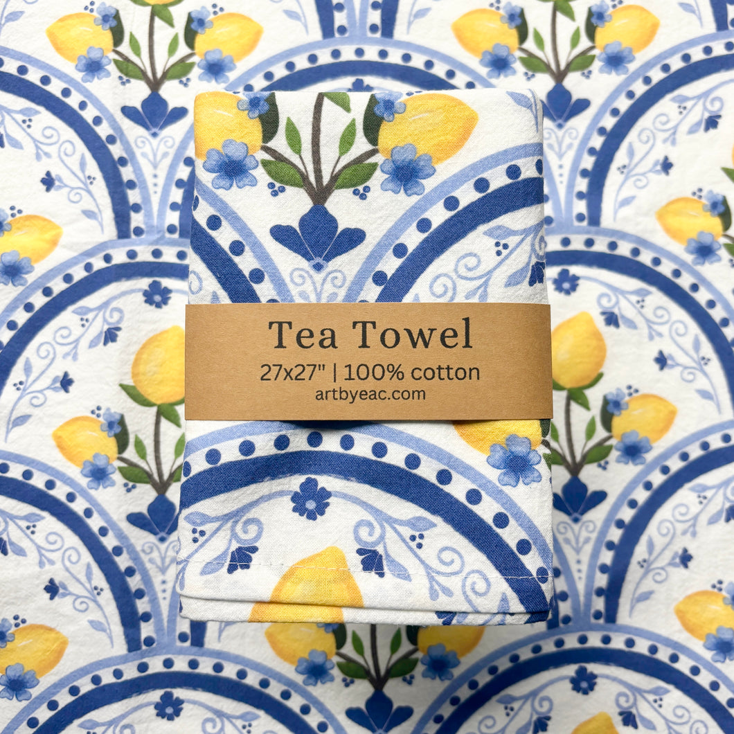 Mediterranean Lemon Tea Towel