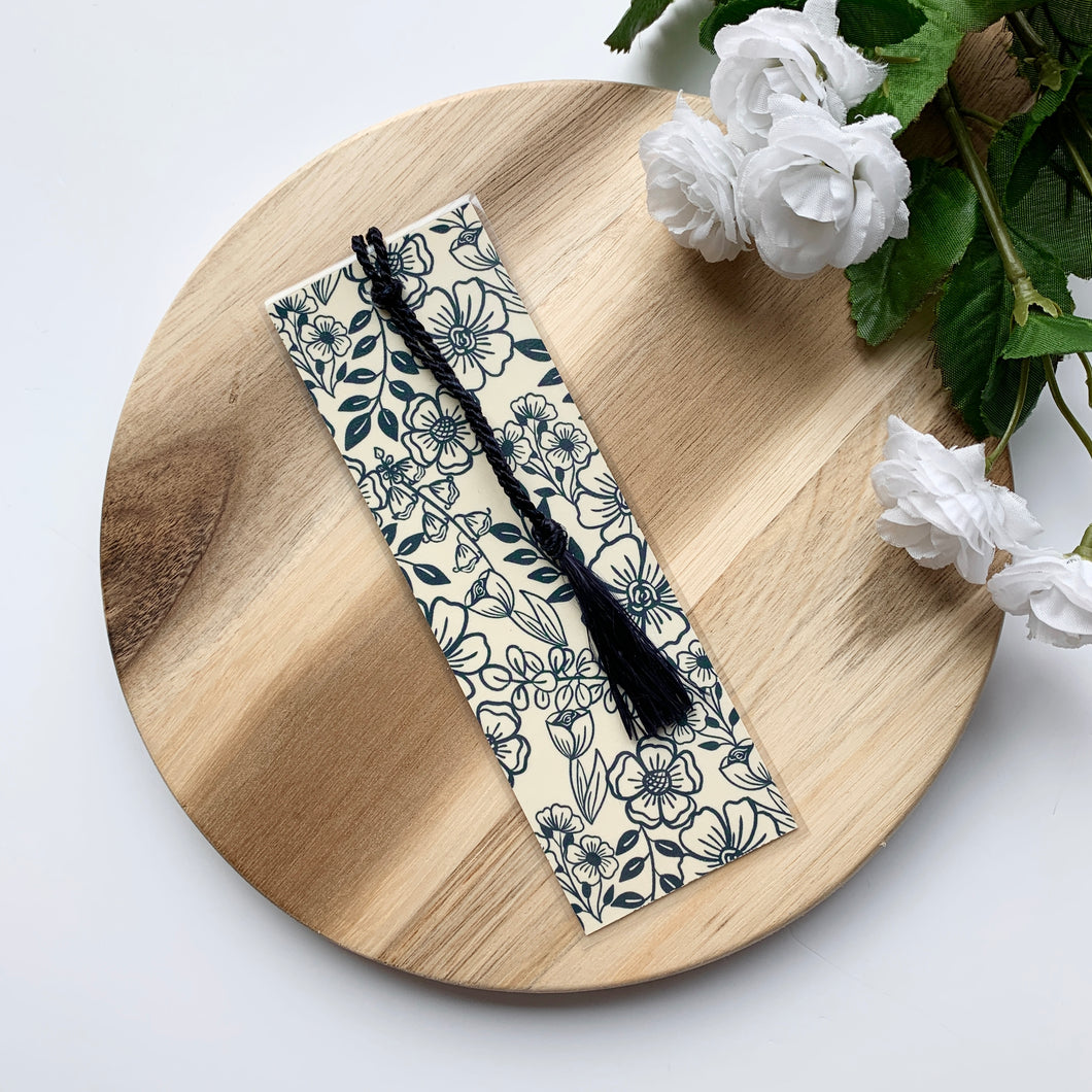 Ivory Floral Bookmark with Tassel