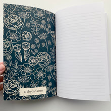 Load image into Gallery viewer, 5x8 Navy Blue Floral Notebook
