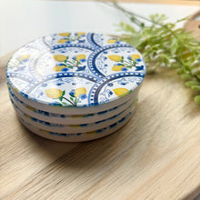 Load image into Gallery viewer, Mediterranean Lemon Ceramic Coasters (Set of 4)
